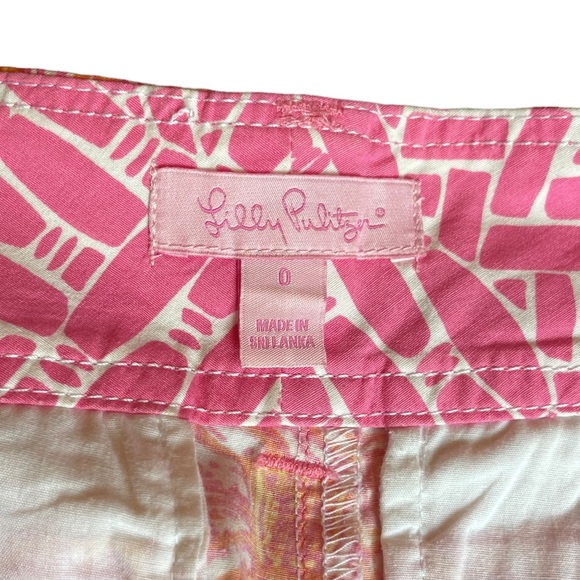 Lily Pulitzer Pink Orange and white printed shorts womens size 0 - Picture 5 of 9
